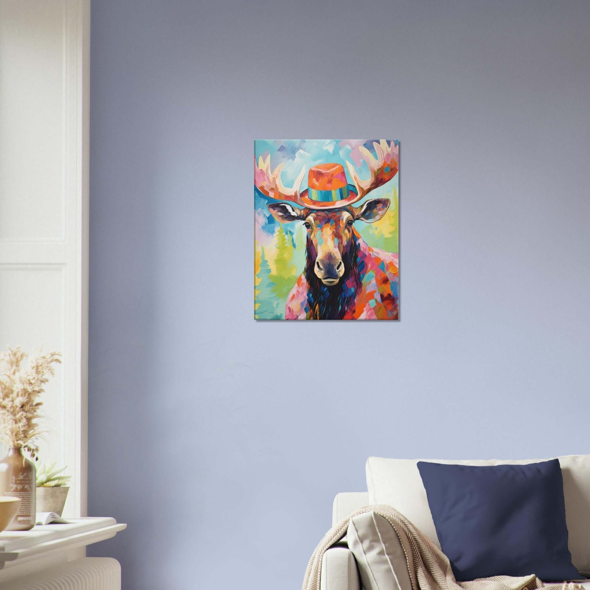 Animal artwork Dapper Moose Canvas. Living Room Wall