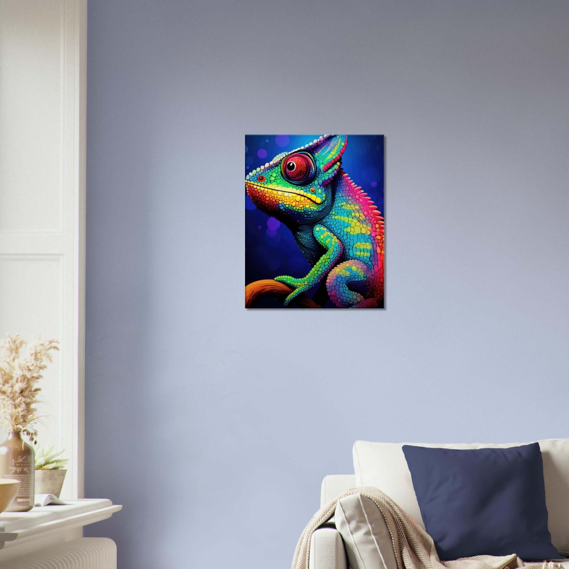 Animal artwork Rainbow Chameleon Canvas. Living Room Wall