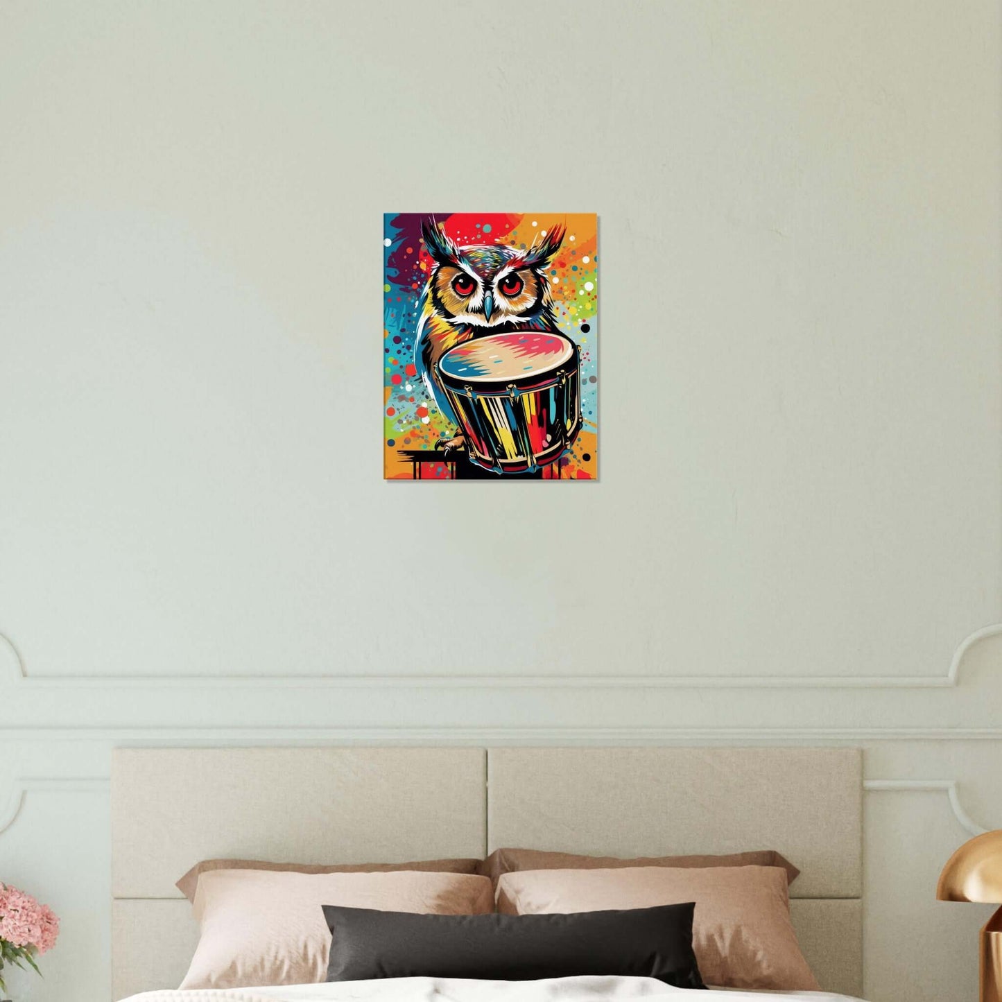 Animal artwork Bongo Owl (Light) Canvas. Bedroom Wall