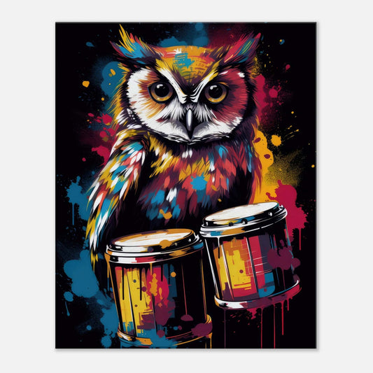 Animal artwork Bongo Owl (Dark) Canvas. Front