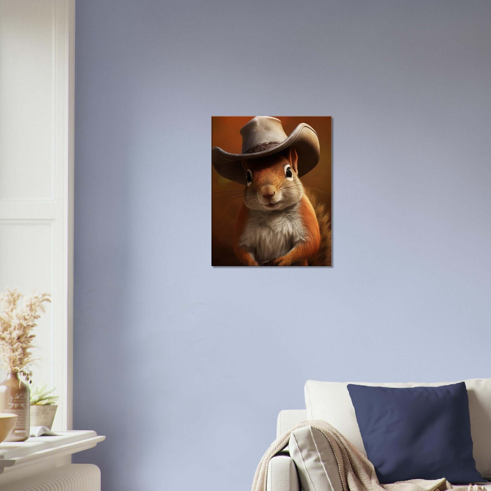 Animal artwork Cowboy Squirrel Canvas. Living Room Wall