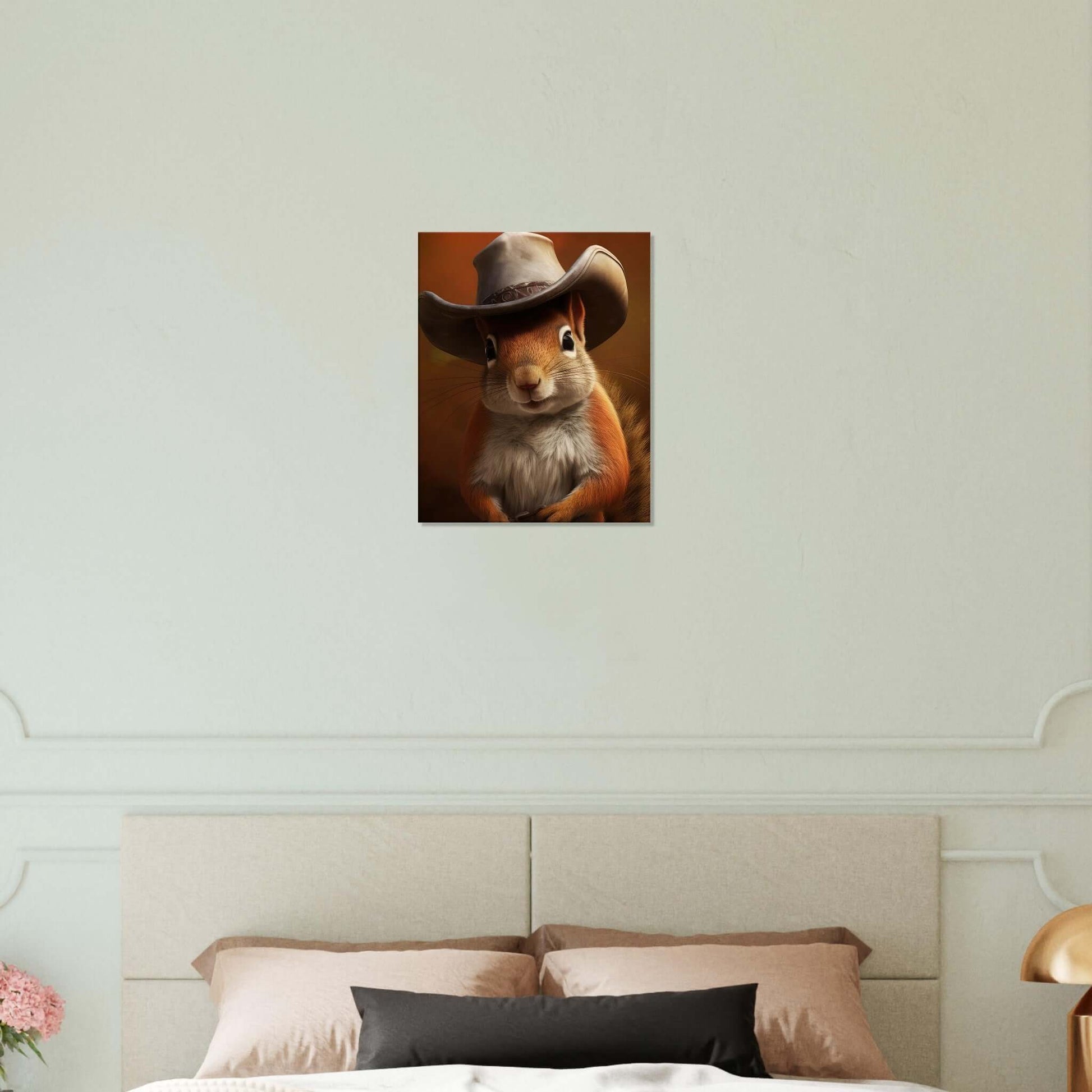 Animal artwork Cowboy Squirrel Canvas. Bedroom Wall