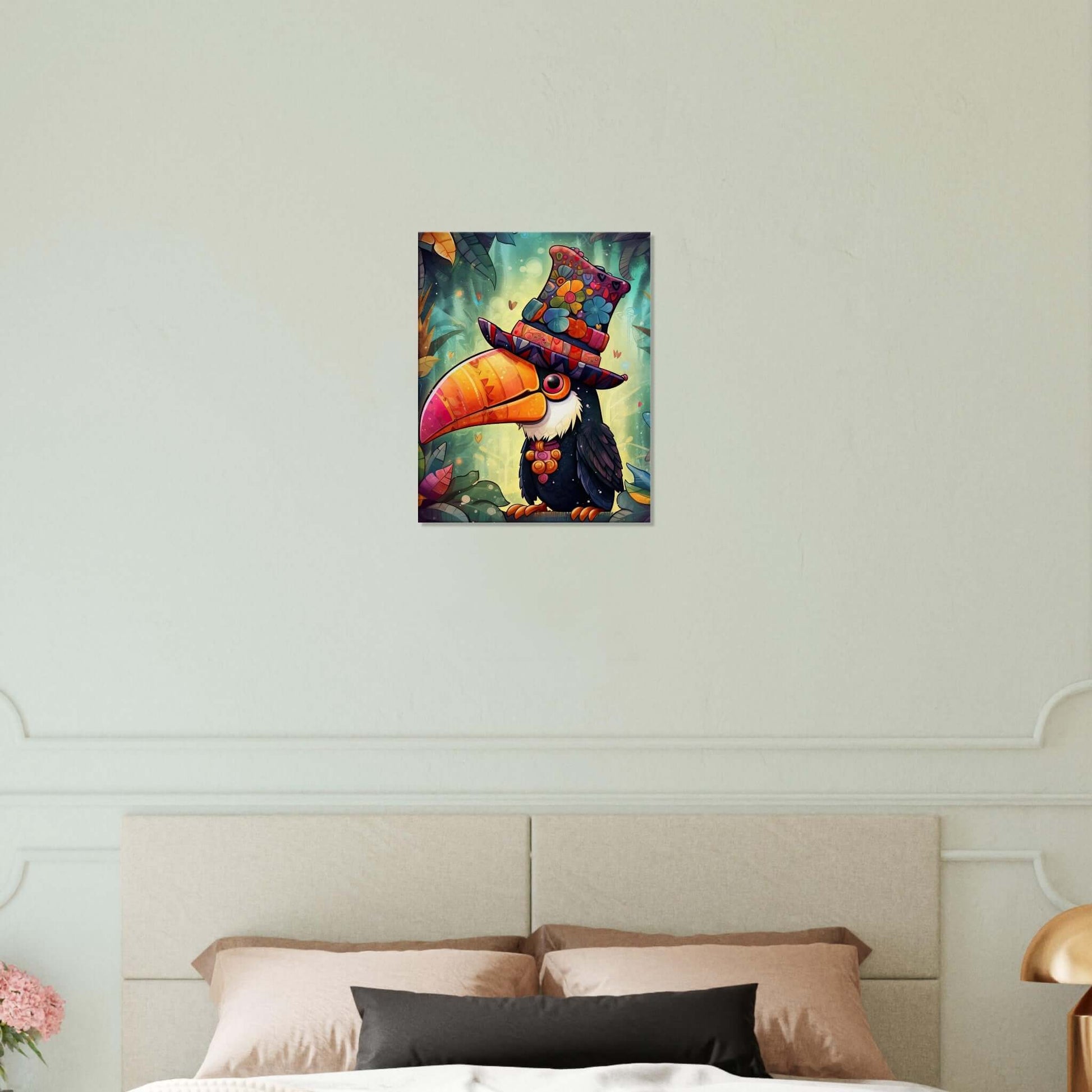 Animal artwork Top Hat Toucan Canvas. Bedroom Wall