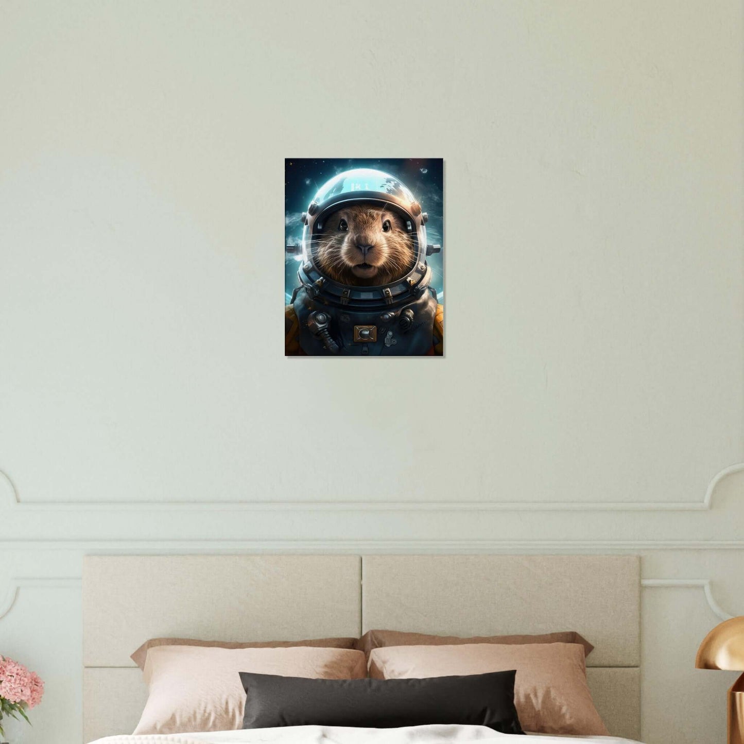 Animal artwork Space Groundhog Canvas. Bedroom Wall