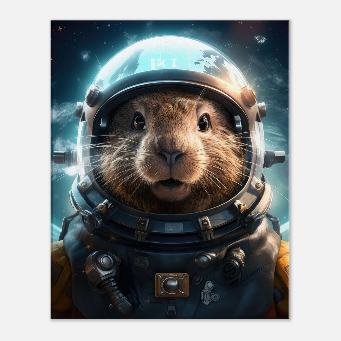 Animal artwork Space Groundhog Canvas. Front