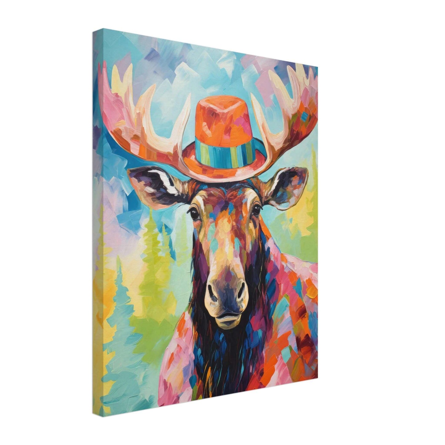 Animal artwork Dapper Moose Canvas. Side