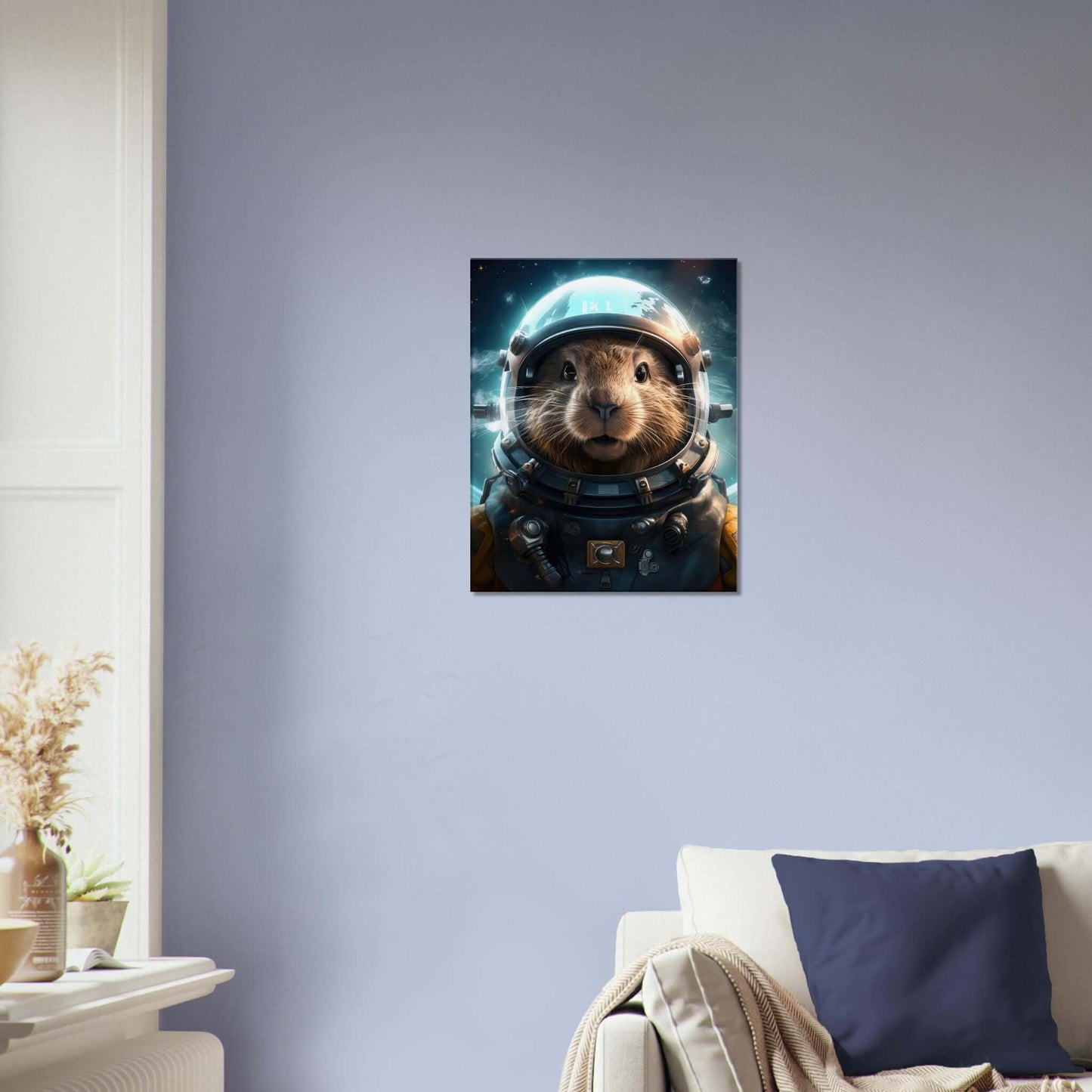 Animal artwork Space Groundhog Canvas. Living Room Wall