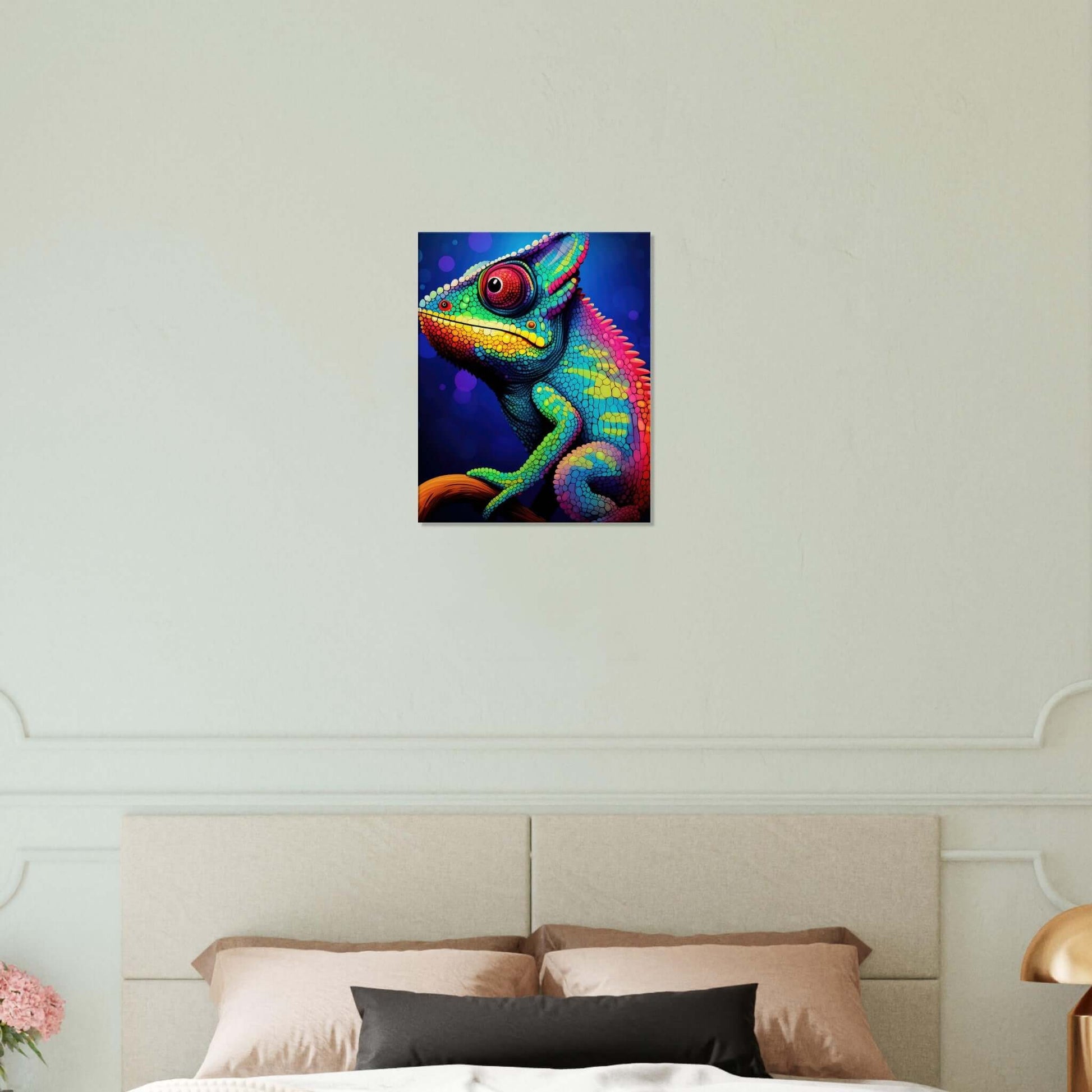 Animal artwork Rainbow Chameleon Canvas. Bedroom Wall