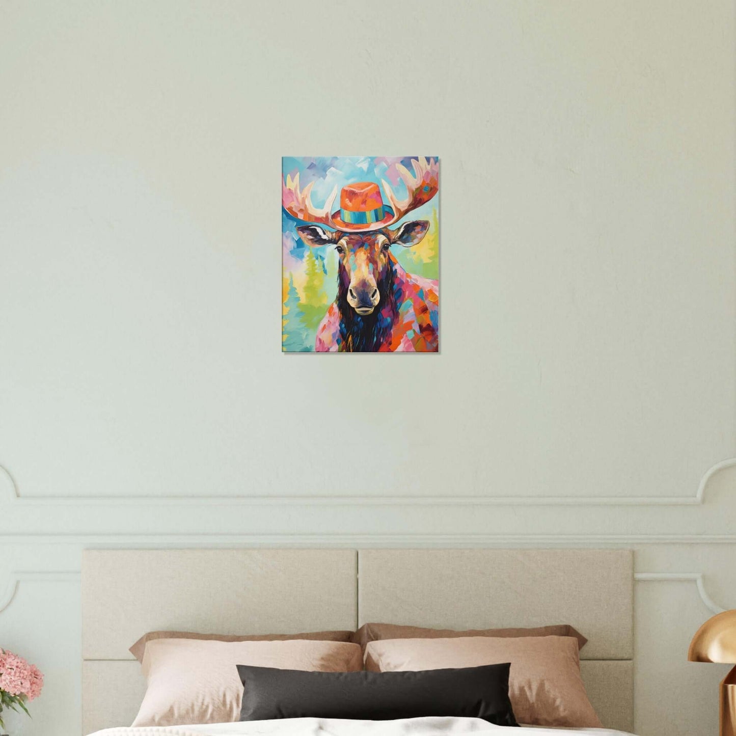 Animal artwork Dapper Moose Canvas. Bedroom Wall