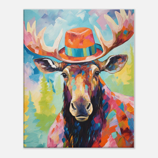 Animal artwork Dapper Moose Canvas. Front