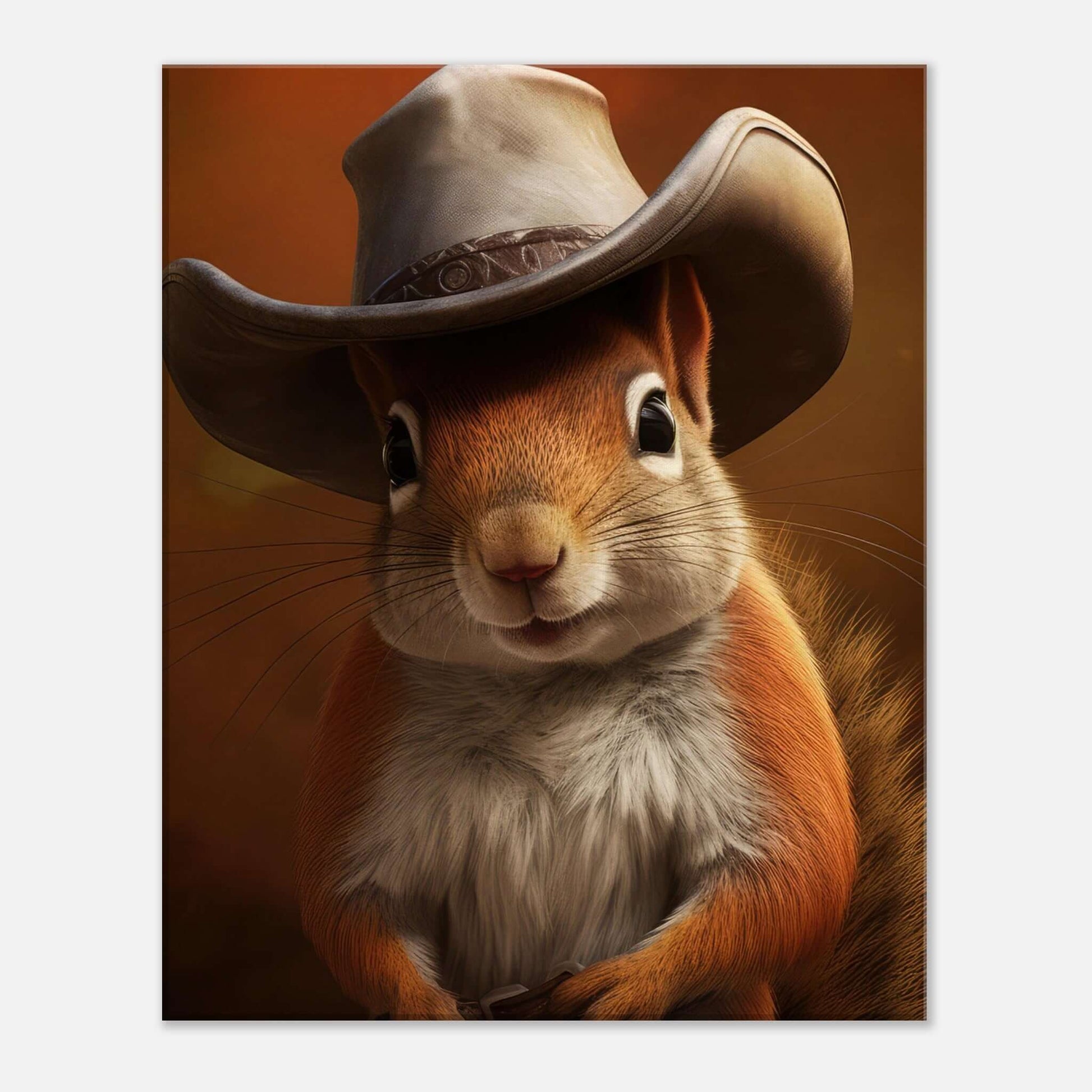 Animal artwork Cowboy Squirrel Canvas. Front