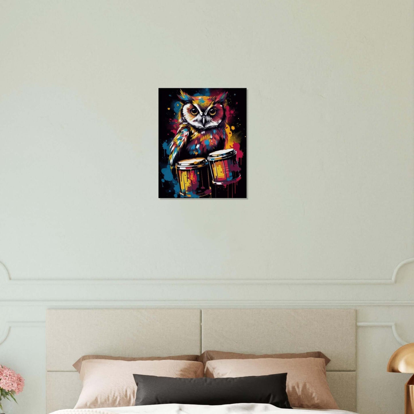 Animal artwork Bongo Owl (Dark) Canvas. Bedroom Wall