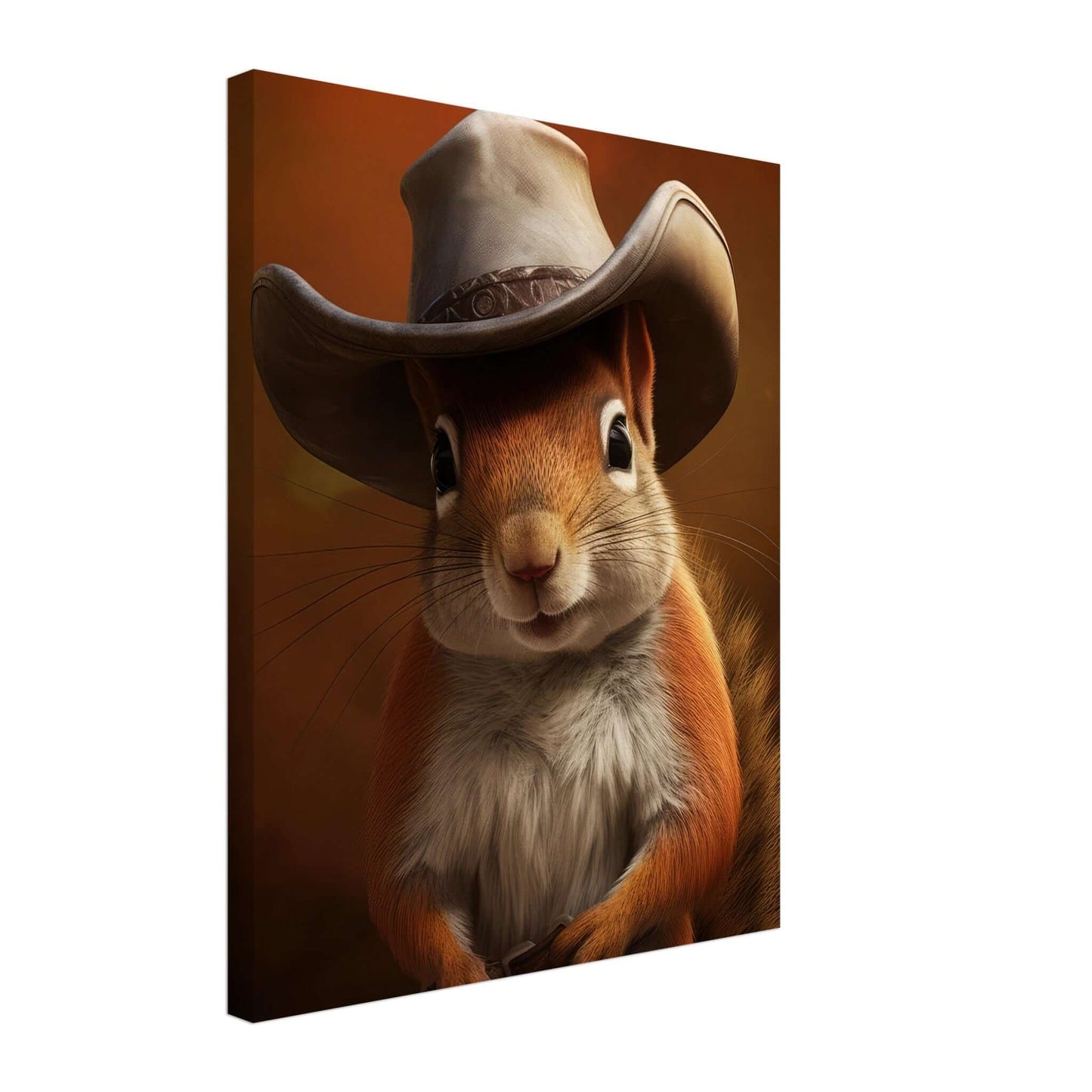 Animal artwork Cowboy Squirrel Canvas. Side